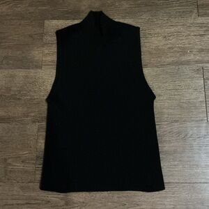 Madewell Black Sleeveless Ribbed Mock Neck Top